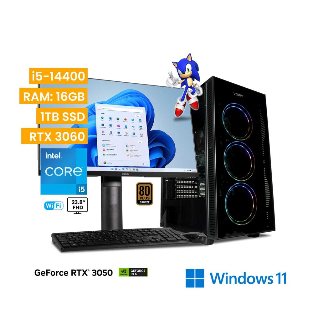 Computadora Vastec Gamer Sonic i5-14400 16GB 1TB RTX 3060 Win 11 Home