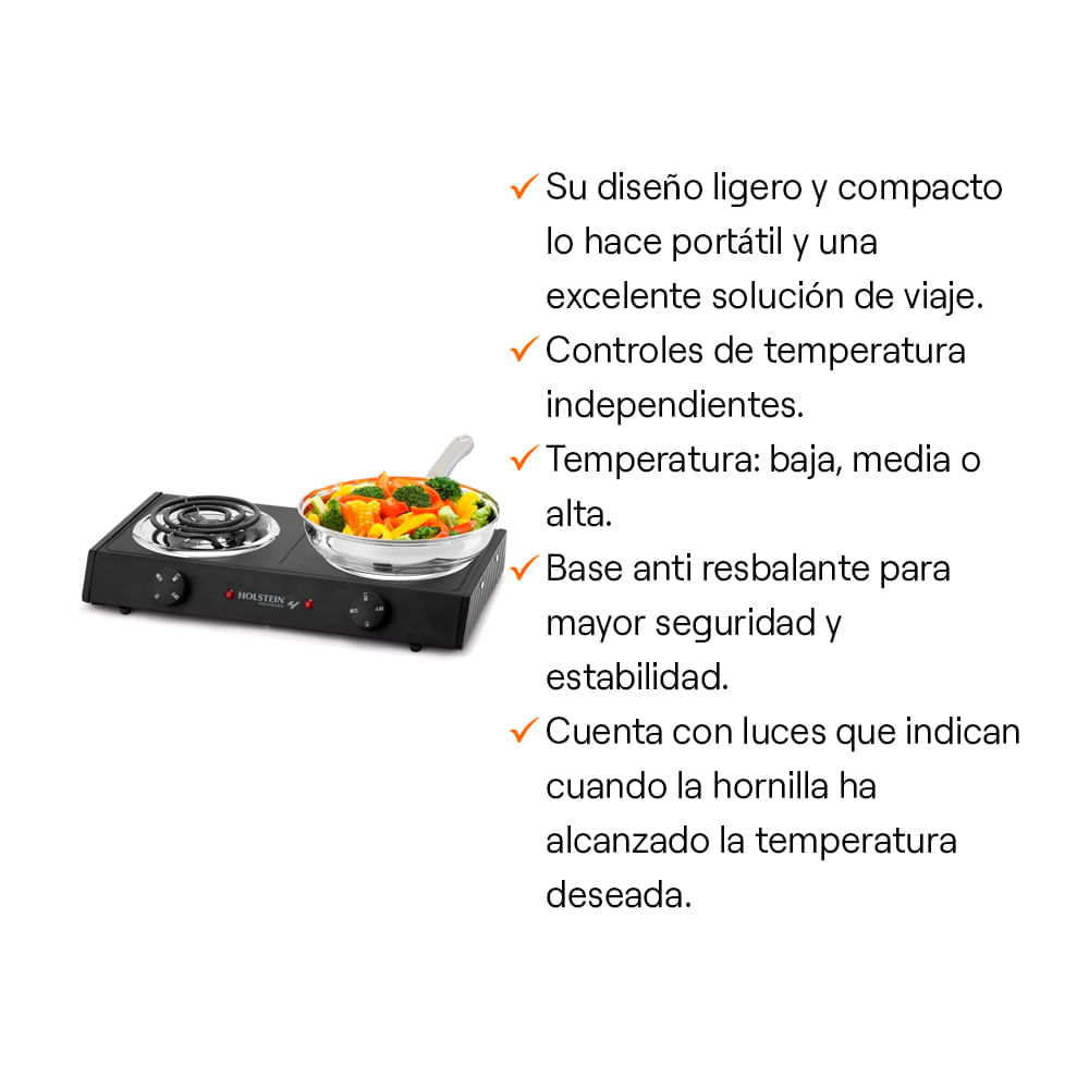 Cocineta eléctrica 2 hornillas Holstein