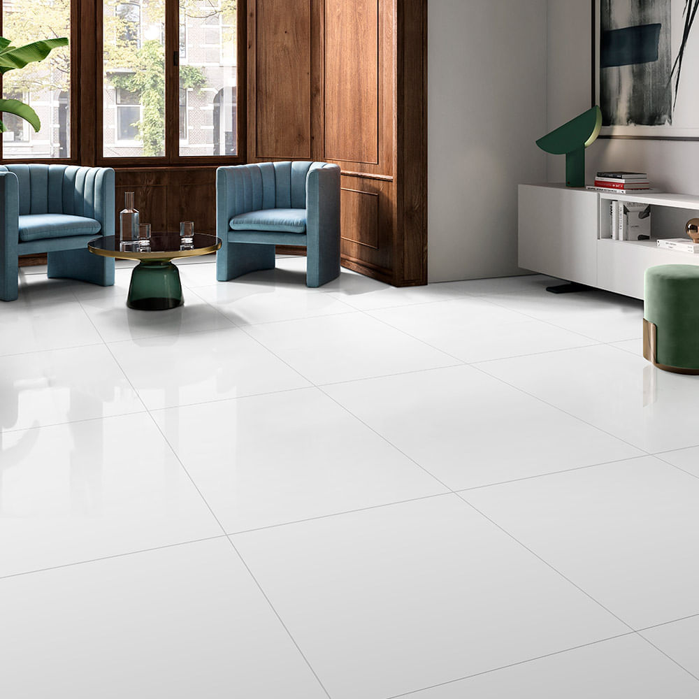 Piso Porcelanato pulido super Bl Ind 60x60cm 1.44m2 Millennium Tiles