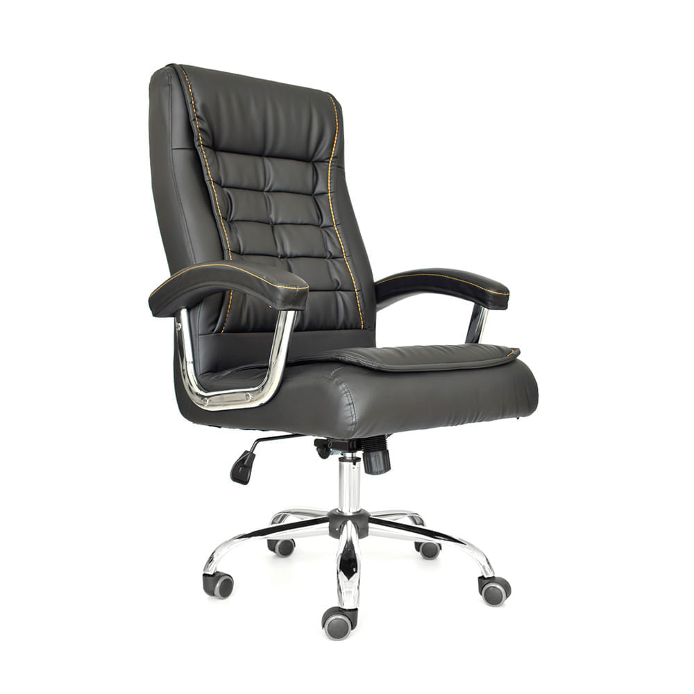Sillón de Oficina Giratoria Shiny con Hilo Dorado Negro Alta Bonno