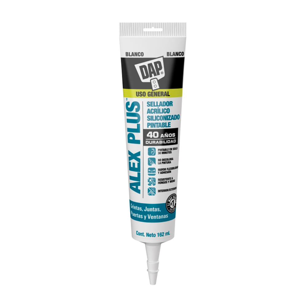 Sellador Alex Plus acrílico pintable tubo Blanco Dap