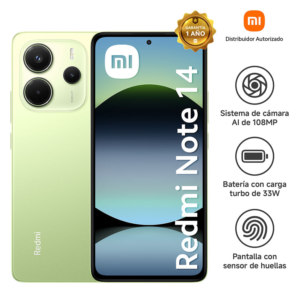 Celular Redmi Note 14 8GB RAM 256GB ROM Verde Limón