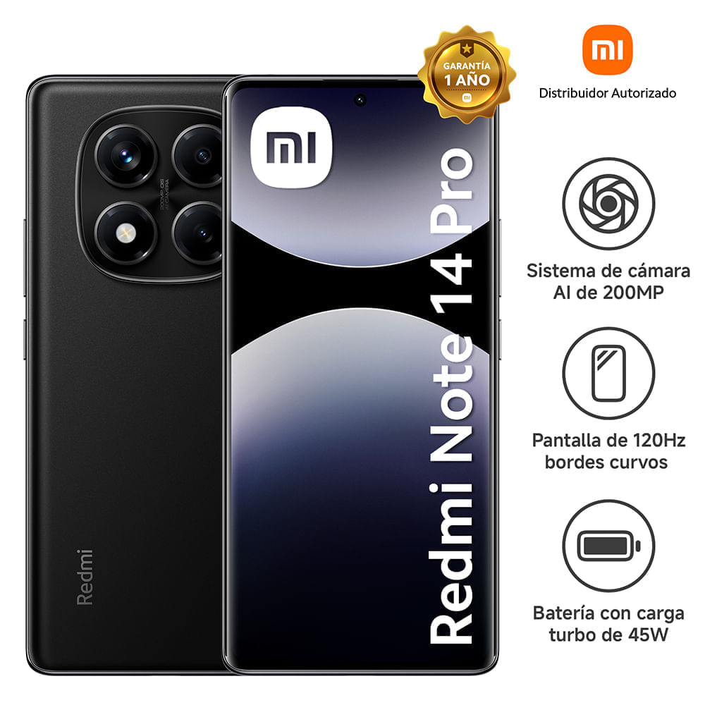 Celular Redmi Note 14 Pro 8GB RAM 256GB ROM Negro Ocaso