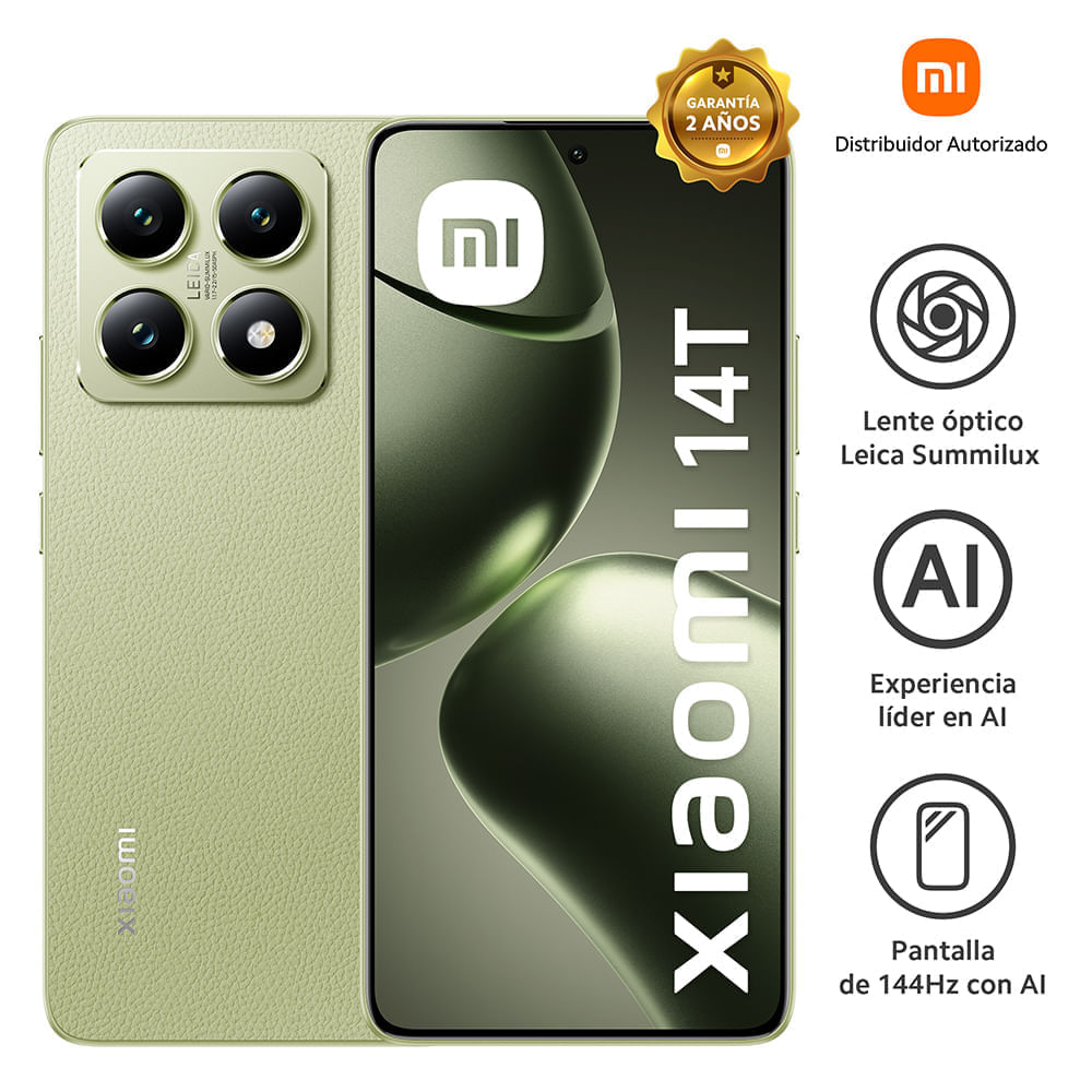 Celular Xiaomi 14T 12GB RAM 512GB 6.67" Lemon Green