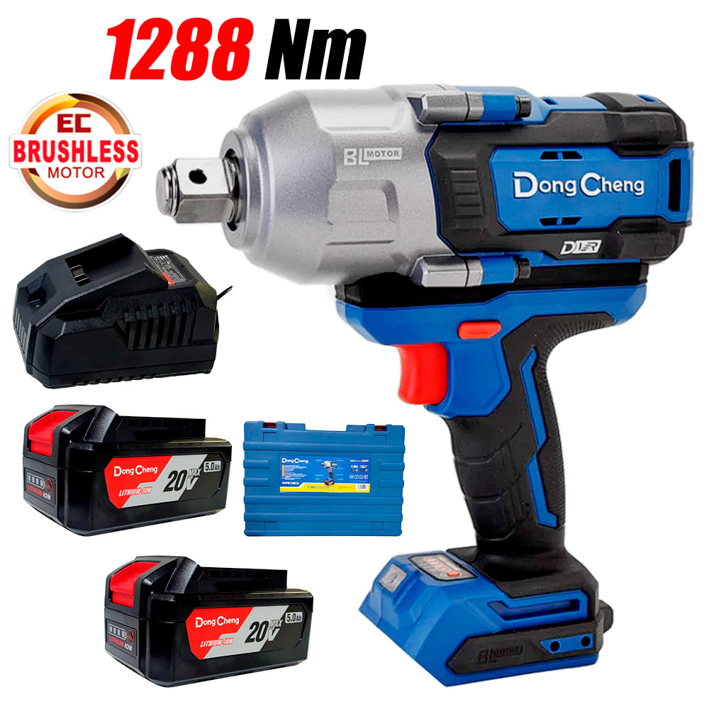 LLAVE DE IMPACTO INDUSTRIAL INALAMBRICA 3/4" DONGCHENG DCPB1288FK 20V 1288NM 2BAT X 5AH BRUSHLESS