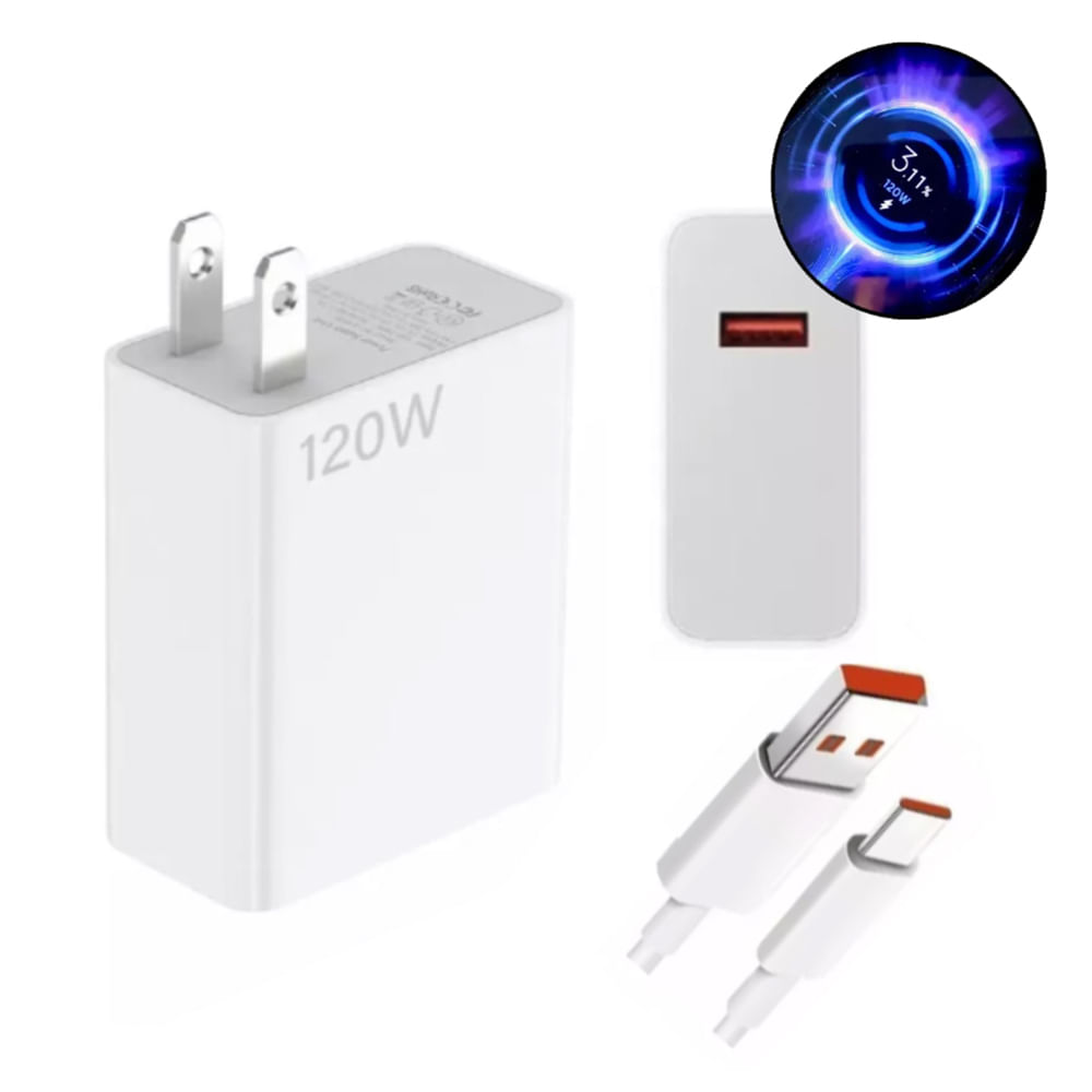 Cargador 120w Carga Rápida Compatible Con Xiaomi + Segundero Decimal