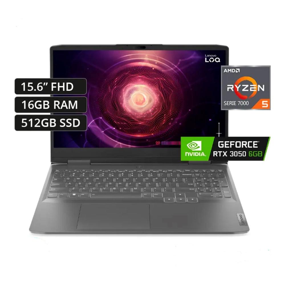 Laptop Lenovo LOQ 15APH8 R5 7640HS 16gb 512gb 6G Video RTX 3050 15,6 FHD Window Home 11 Gris