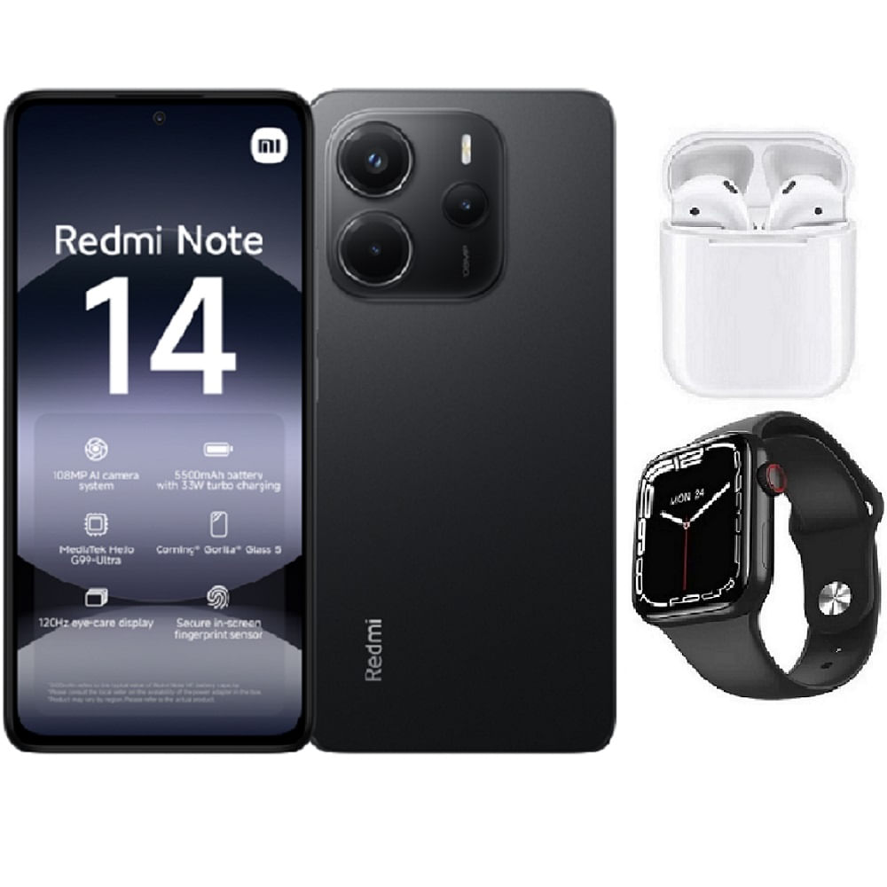 Xiaomi Redmi Note 14 256GB Negro  + Audifonos + Smartwatch