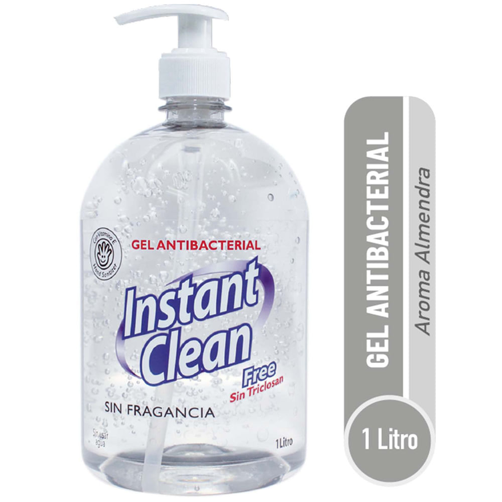 Gel Antibacterial INSTANT CLEAN Sin Fragancia Frasco 1L