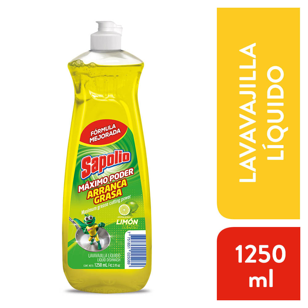 Lavavajilla Líquido SAPOLIO Limón Frasco 1250ml