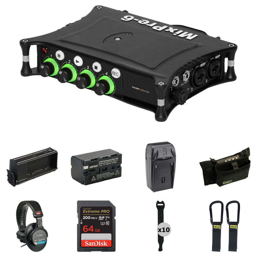 Sound Devices MixPre-6 II Essentials Kit with Case, Li-Ion Battery, Sled, and More