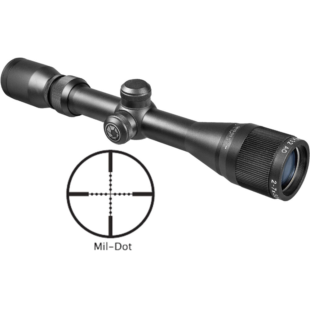 Barska 2-7x32 AO Visor de Rifle para Aire (Negro Mate) - Tubo de 1", Retícula Mil-Dot, Ópticas Total