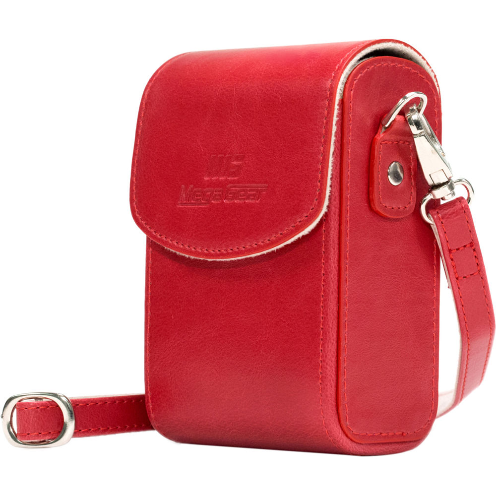 Funda de Cuero PU MegaGear con Correa para Sony Cyber-shot DSC-RX100 VI, V, IV (Rojo) - Funda con Ci