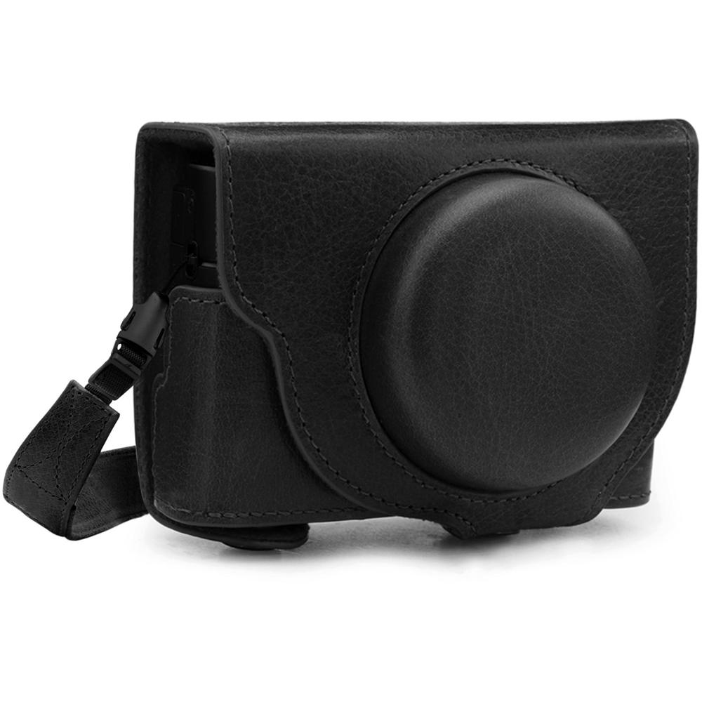 Funda de Cuero Genuino MegaGear Ever Ready para Cámara Sony Cyber-shot DSC-RX100 VII (Negra) - Con S