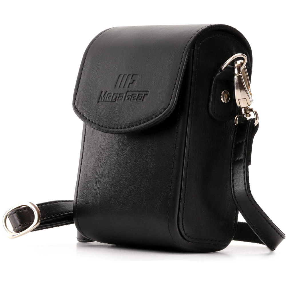 Funda de Cuero PU MegaGear con Correa para Sony Cyber-shot DSC-RX100 VI, V, IV (Negra) - Funda con C