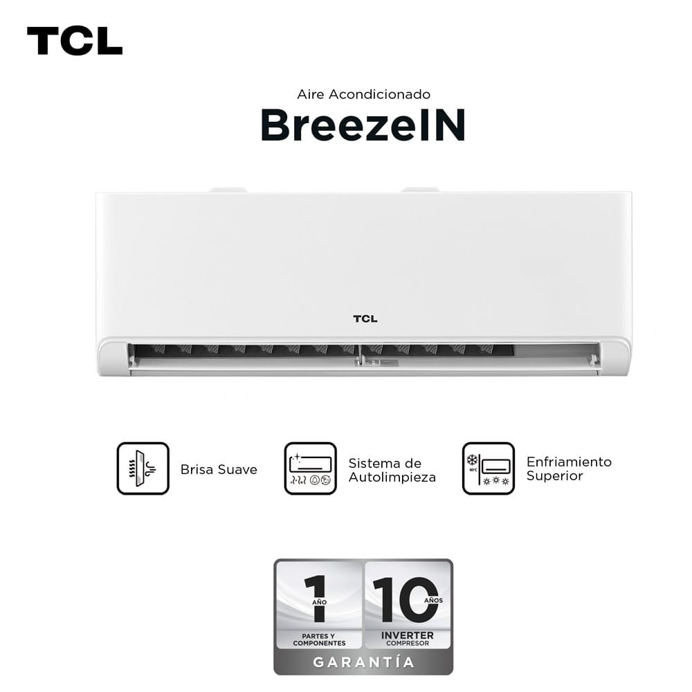 Aire Acondicionado TCL 12000 BTU BreezeIN Split Inverter Frio Calor Con Wifi TAC-12CHSAI/TPH11