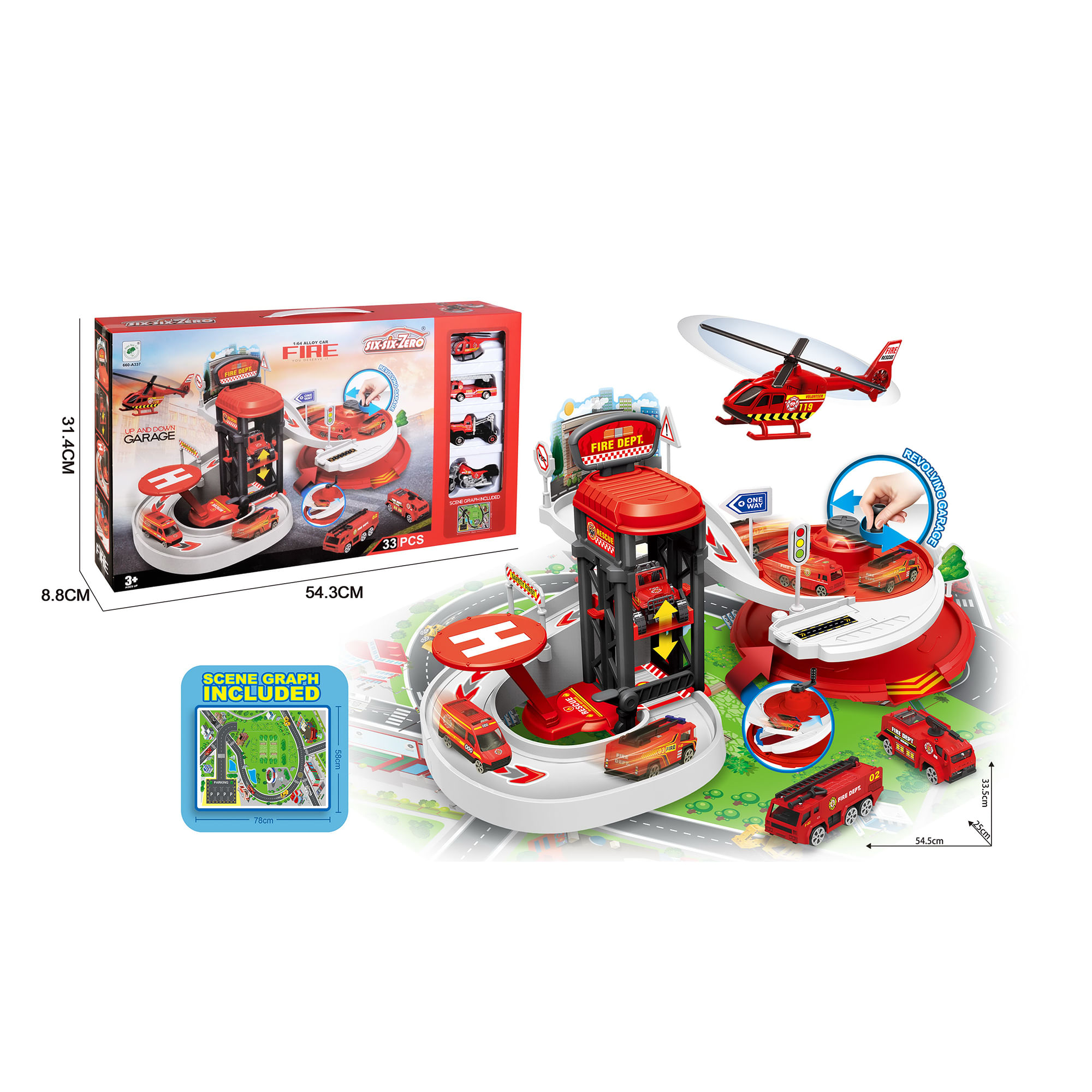Set Garaje Multifunción Bombero 660-A337 JIN MEI TAI