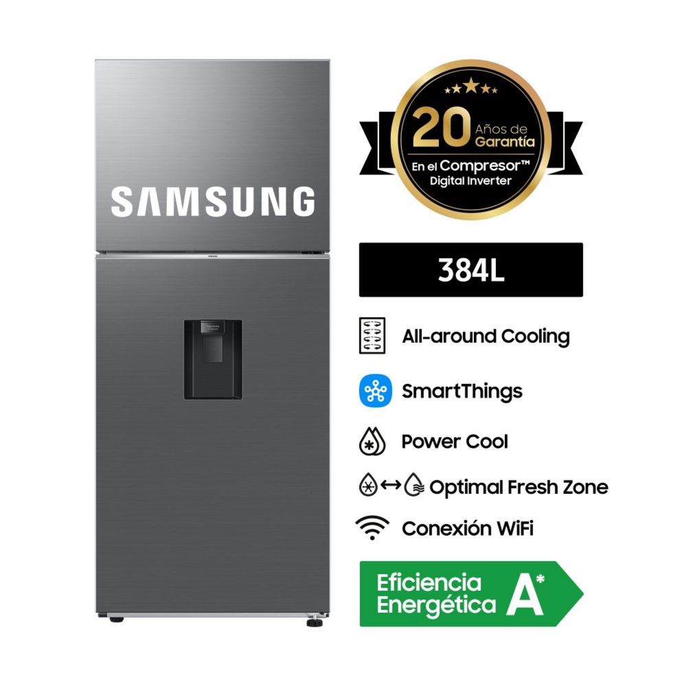 Refrigeradora Samsung 384L All Around Cooling RT38DG6730S9PE Plateada