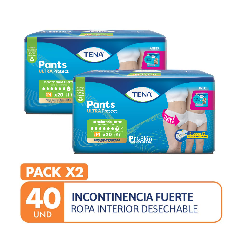 Pack Pañal para Adultos TENA Pants Ultra Talla M Paquete 40un