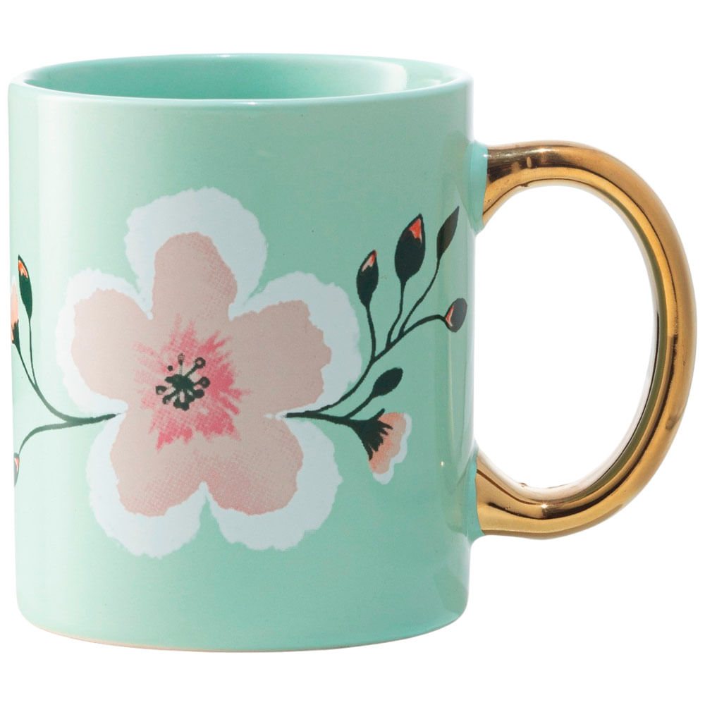 Taza C/Asa DECO HOME Dorada Suspiro Romántico