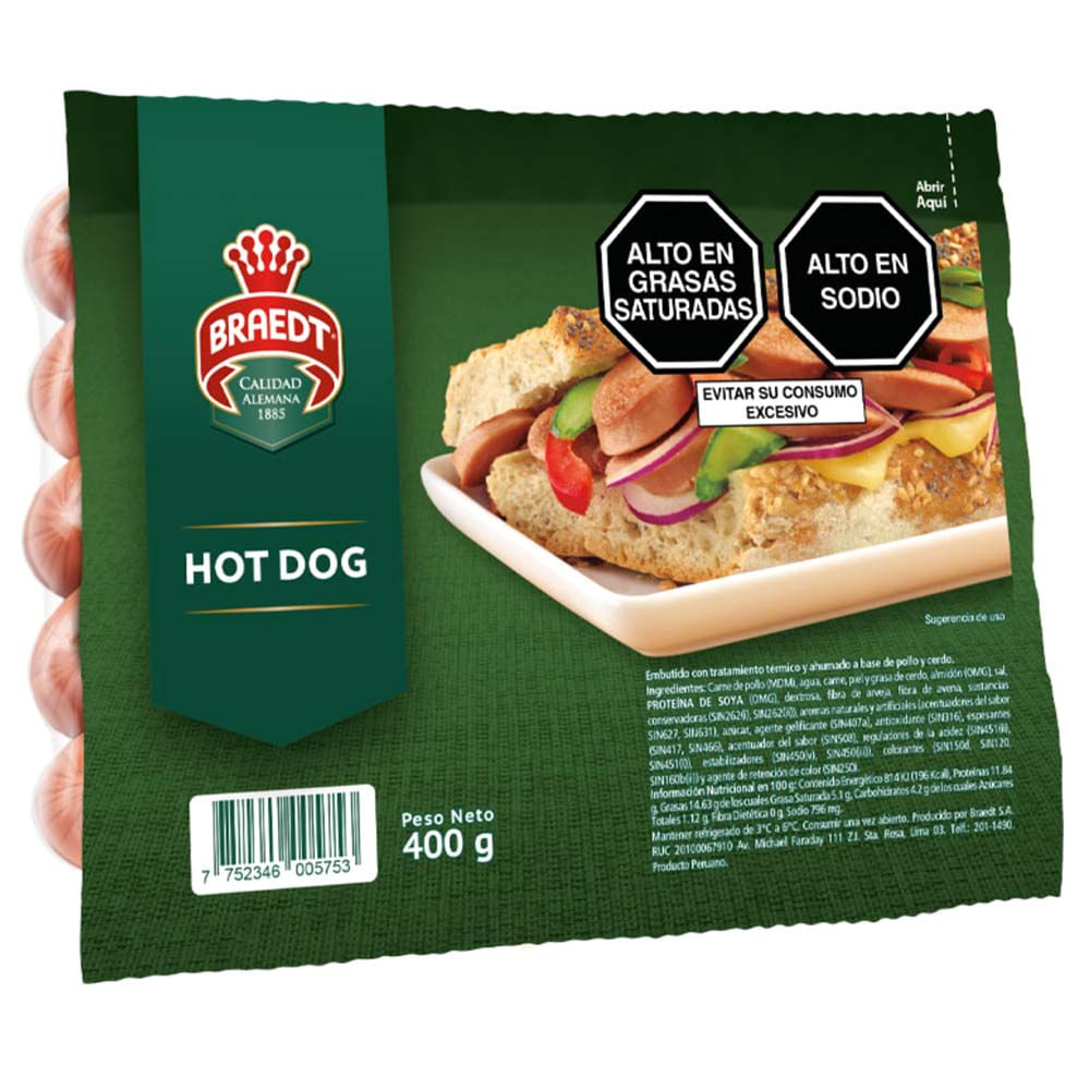 Hot Dog BRAEDT Paquete 400g