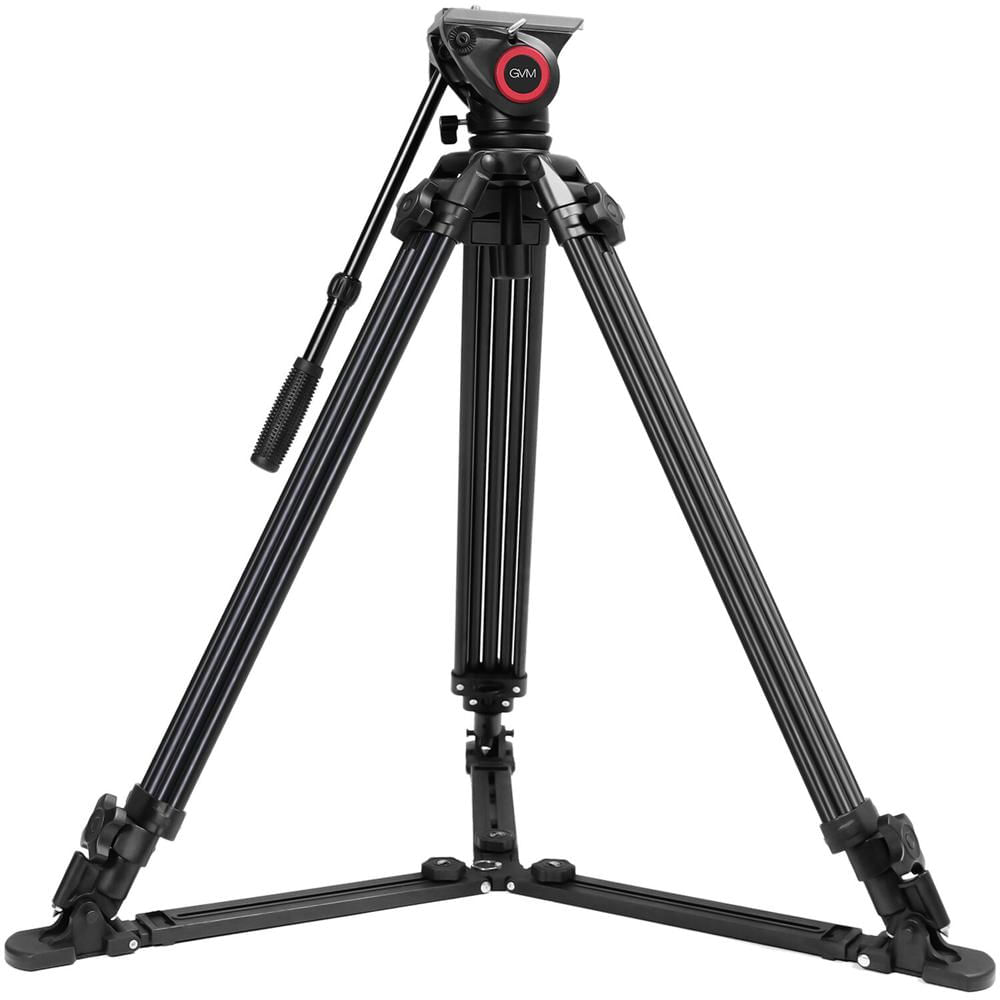 Trípode de Video de Aluminio GVM 7017D con Sistema de Cabeza Fluida - Capacidad de 26.46 lb, Base de