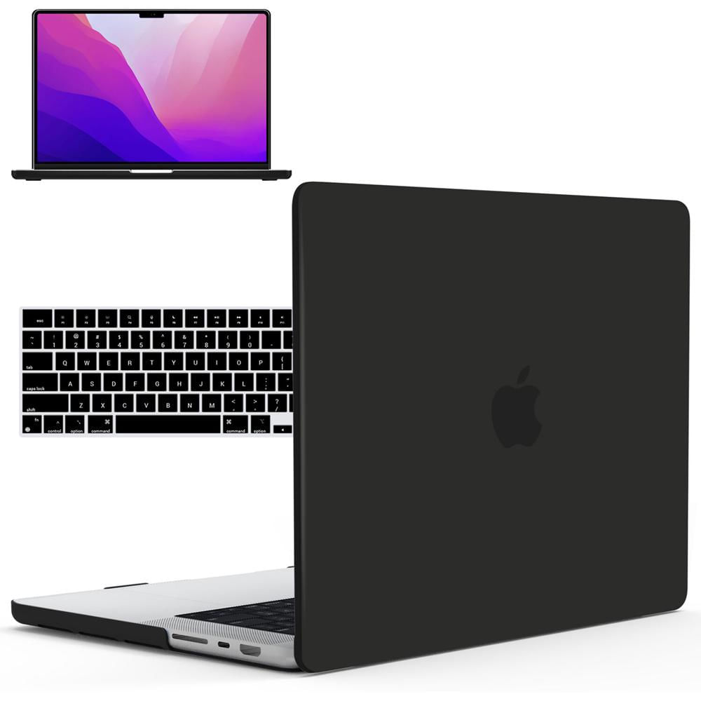 Funda Dura iBenzer Neon Party para MacBook Pro de 16" (M1, Negro) - Protección Ligera, Diseño de Dos