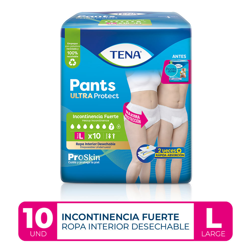 Ropa interior desechable TENA Pants Ultra Incontinencia Fuerte Talla L Paquete 10un
