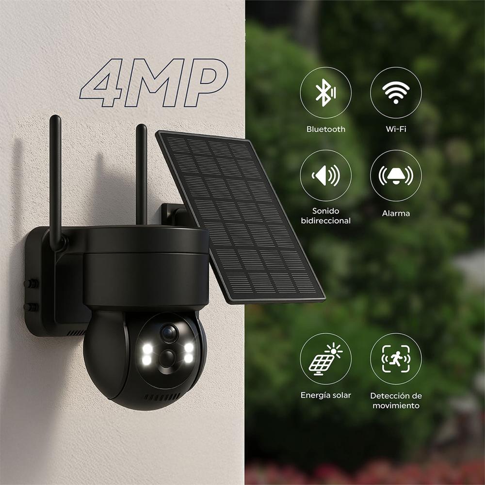 Cámara de seguridad IP Exterior Panel Solar con Chip SIM 4G FHD Alarma
