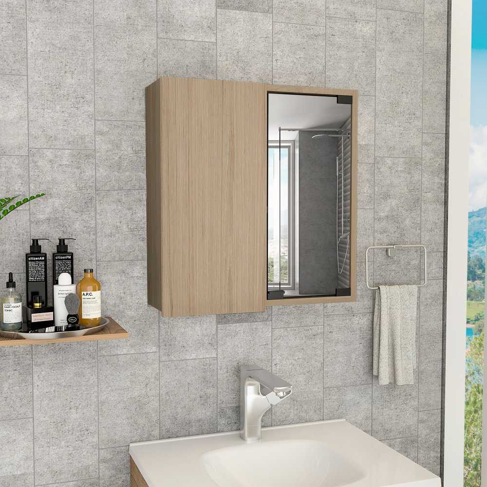 Gabinete Mueble de Baño Iris Rovere 2 Puertas y Espejo R&R MUEBLES