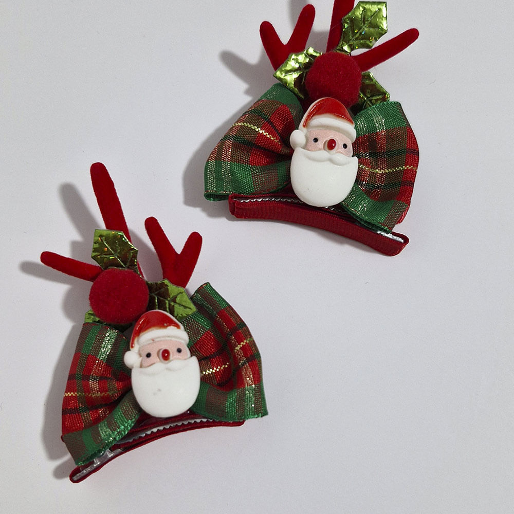 Par de ganchos navideños de papa noel para el cabello para niñas Aititi´s Kids