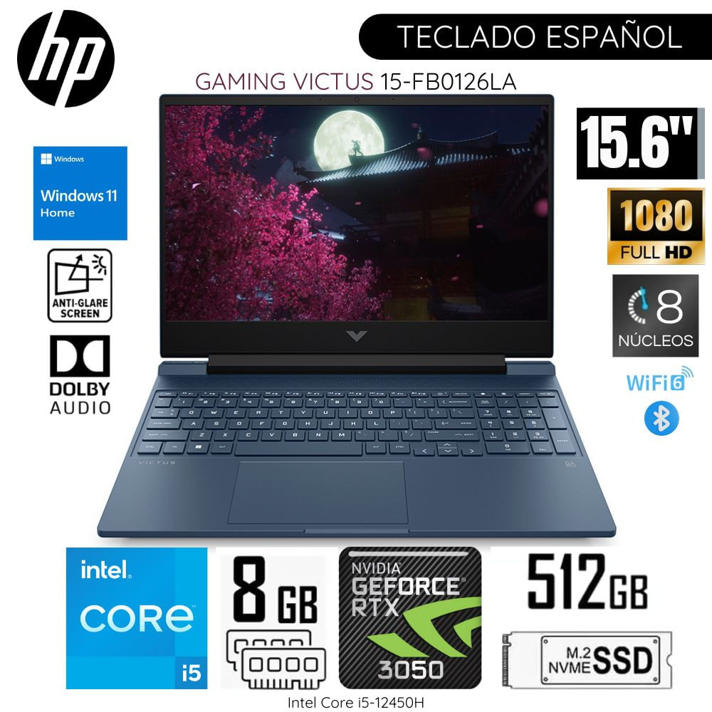 Laptop HP Victus Gaming Intel Core i5 12450H 8GB RAM 512GB SSD 15.6" FHD Win 11 - 15-FA0021LA