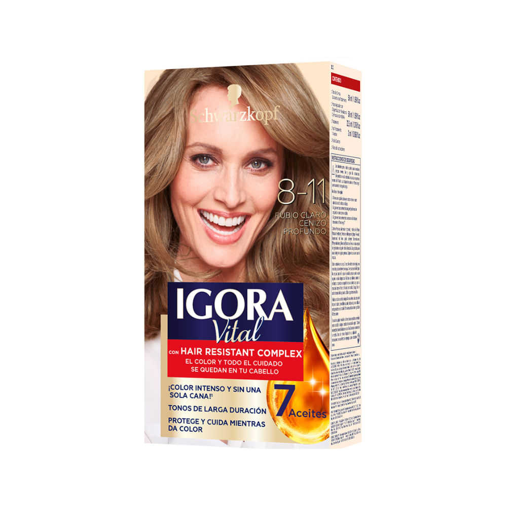 Tinte para Cabello IGORA Vital 6-1 Rubio Oscuro Cenizo Caja 1un