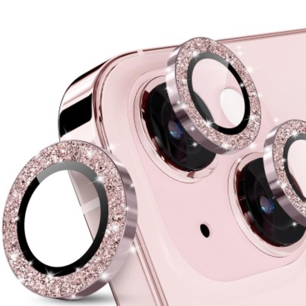 Micas de cámara individuales escarcha para iphone 15 15 plus rosado