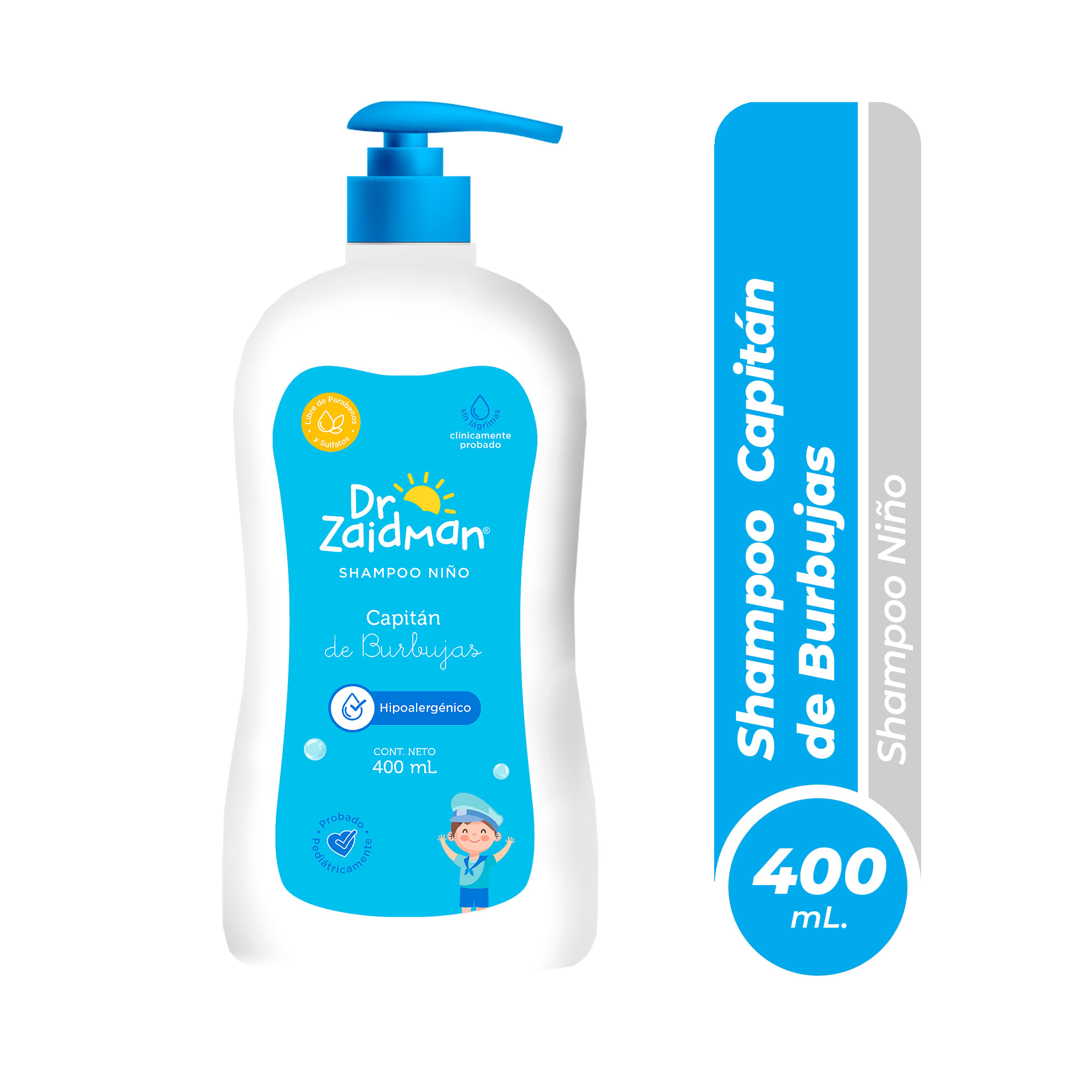 Shampoo para Niños DR ZAIDMAN Capitán de Burbujas Botella 400ml