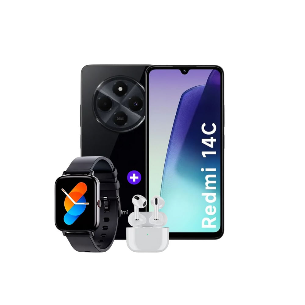 Xiaomi Redmi 14C 128GB 4GB Negro + Smartwatch + Audifonos