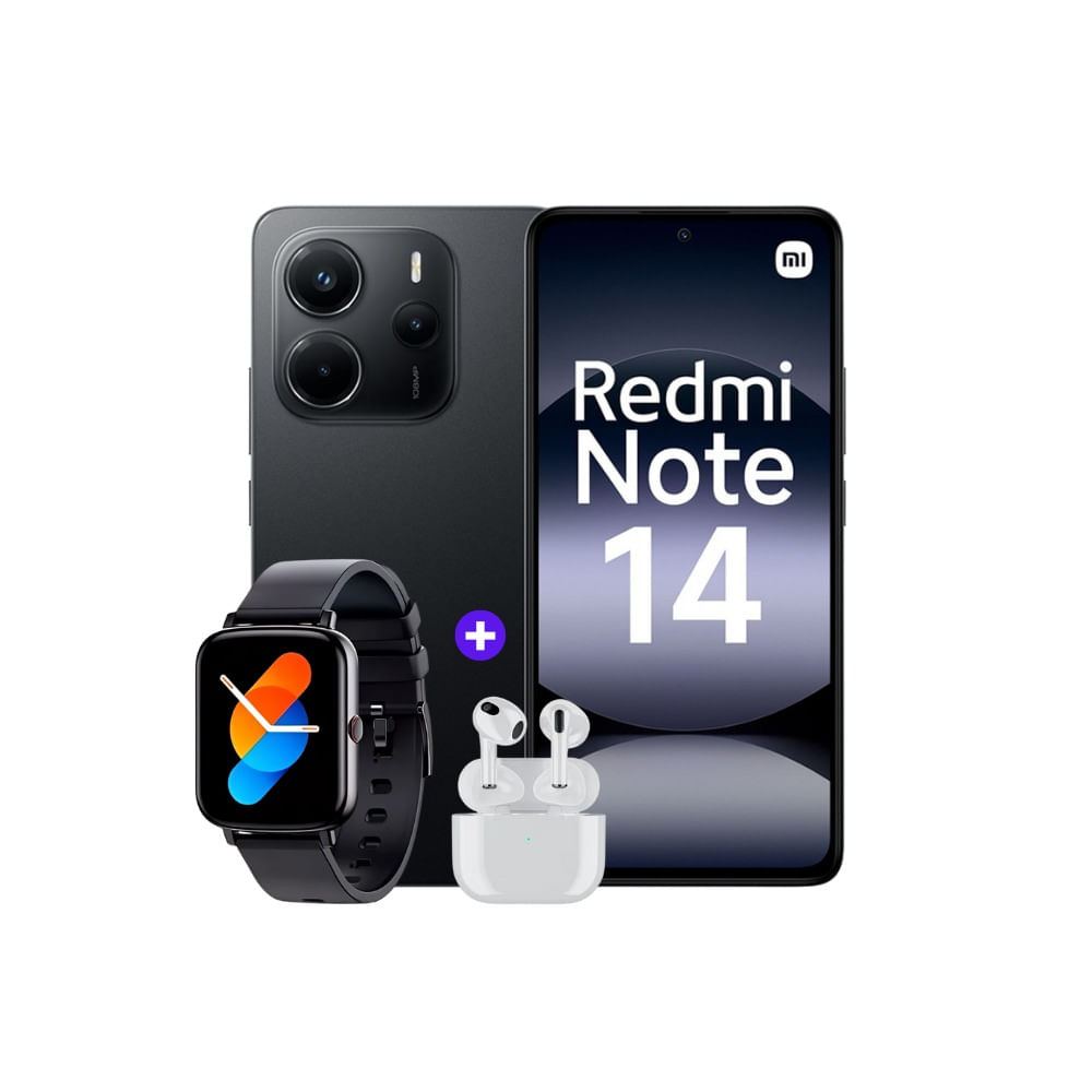 Xiaomi Redmi Note 14 4G 128GB 6GB Negro medianoche + Smartwatch + Audifonos