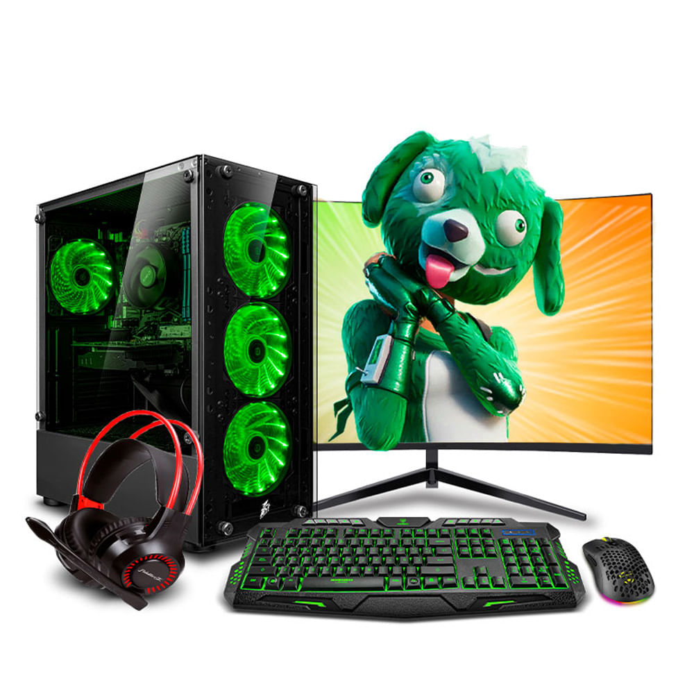 PC GAMER DRACO GREEN CORE I5 12400F 16GB 500GB 24" CURVO RTX3050 6GB MI PC LISTA MIPCLISTA