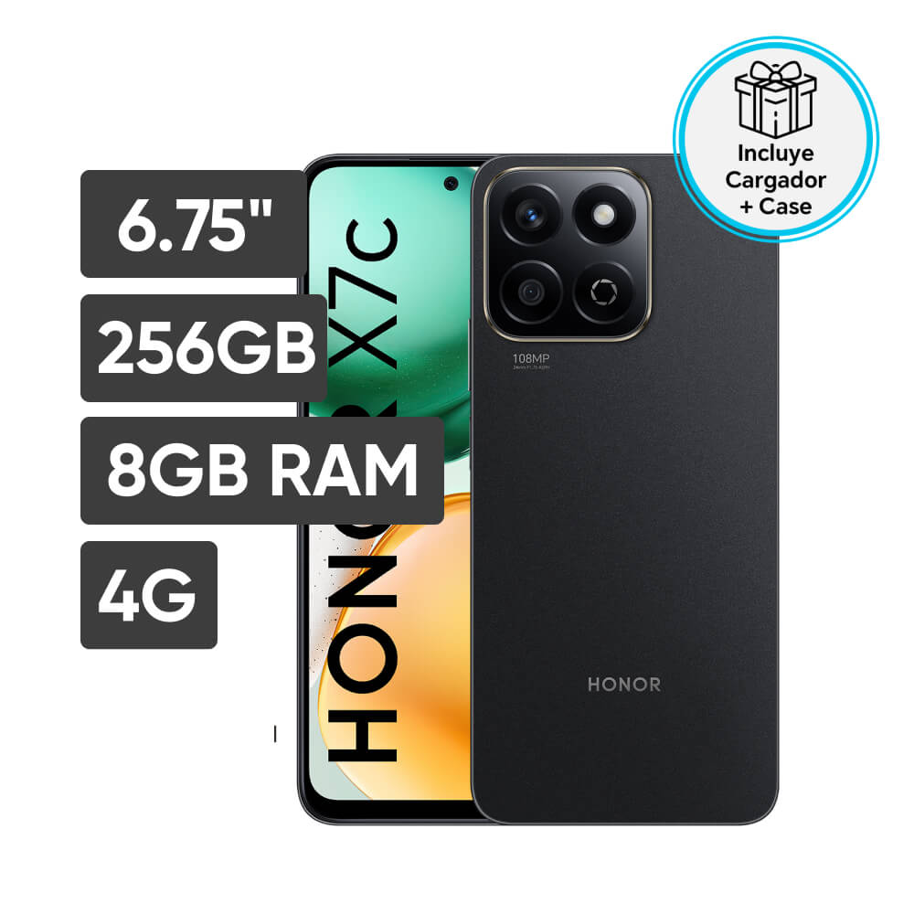 Smartphone HONOR X7C 6.75" 8GB 256GB 108MP+2MP Negro