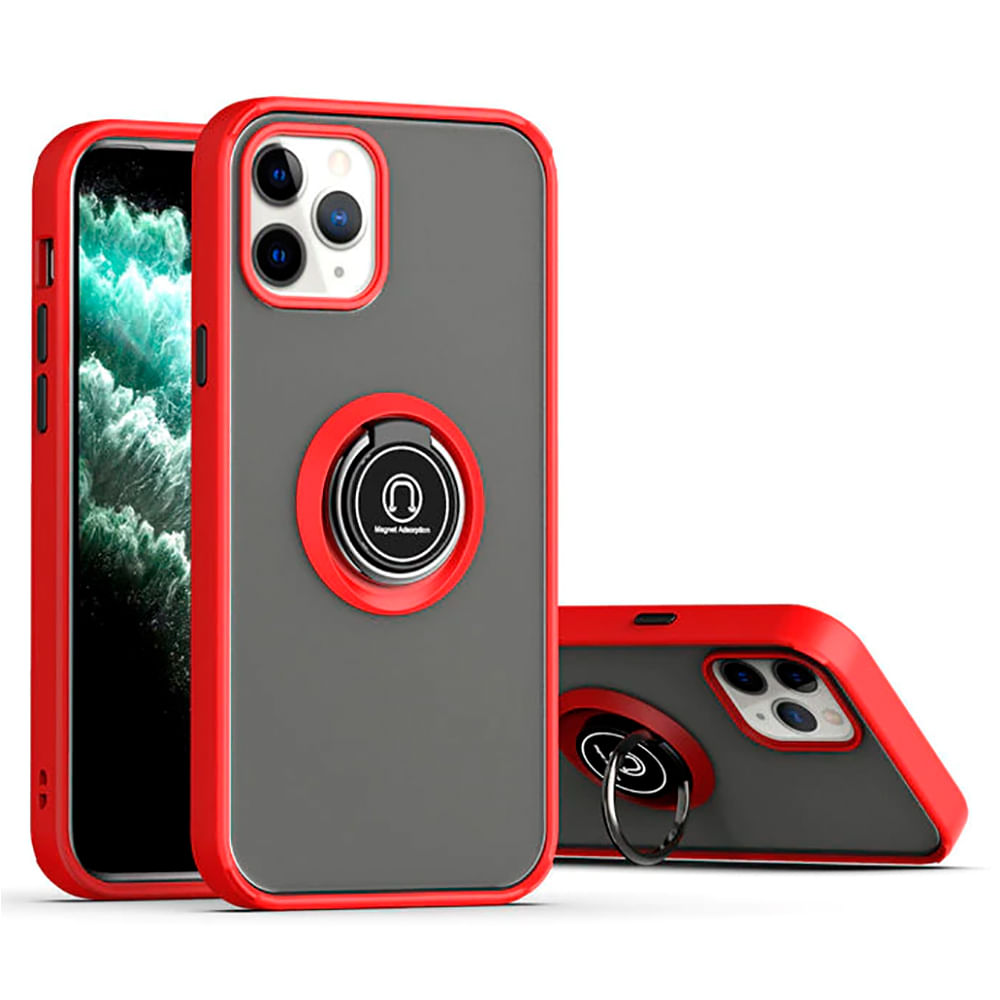 Funda Case para Xiaomi Redmi Note 10 Pro Ahumado Rojo con Anillo Resistente a Caídas y Golpes