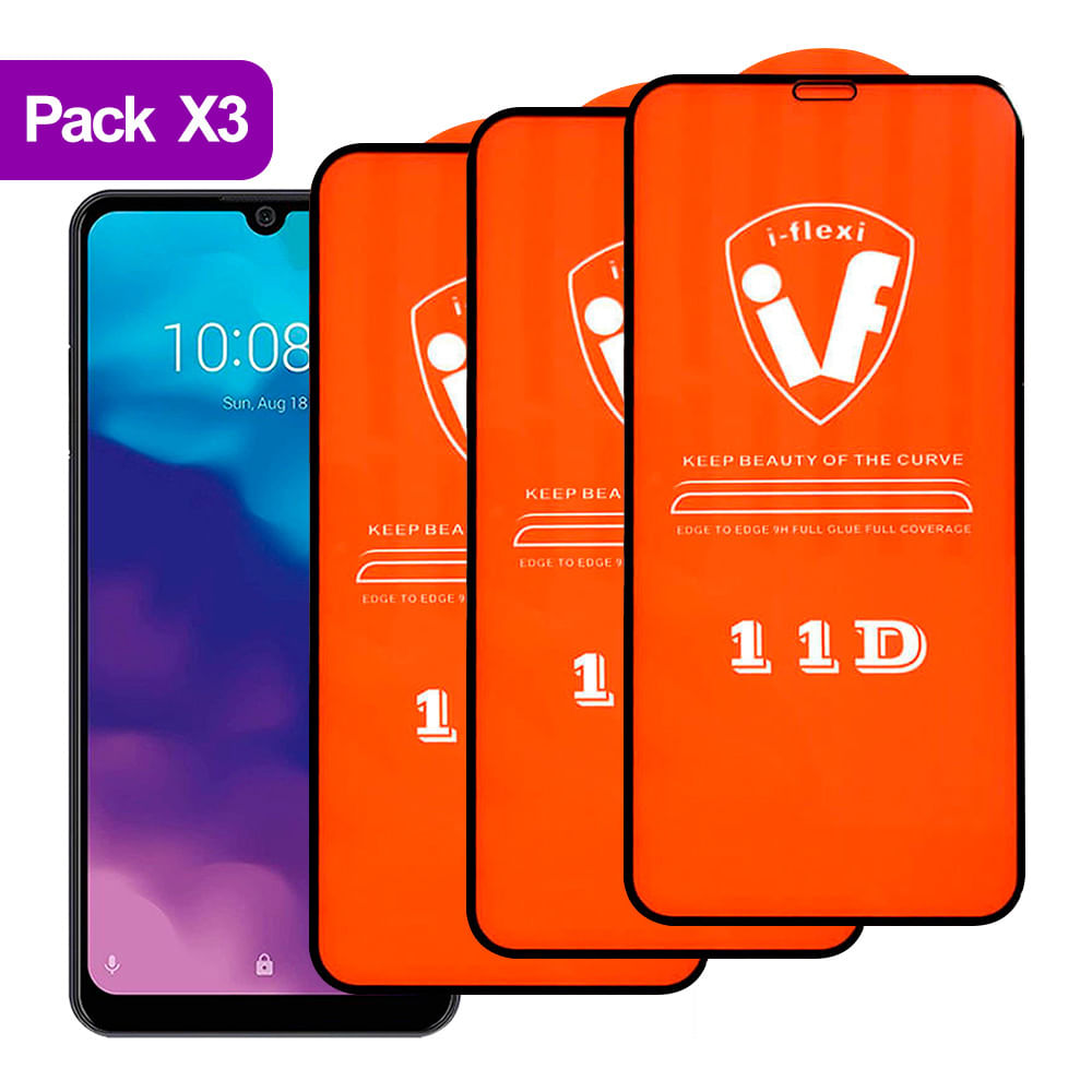 Combo Pack X3 Mica de Vidrio 11D para ZTE A7 2019 Antishock Cuida la Pantalla del Celular