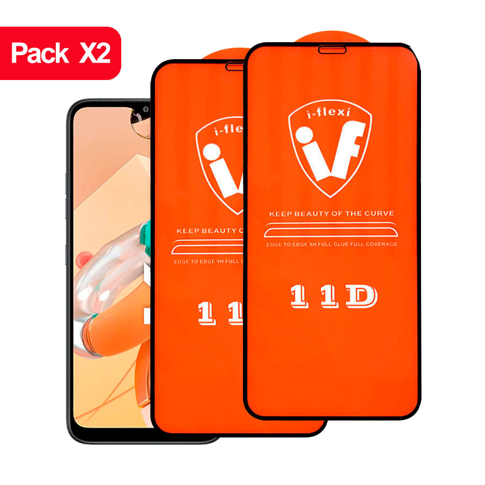 Combo Pack X2 Mica de Vidrio 11D para LG K51s Antishock Cuida la Pantalla del Celular