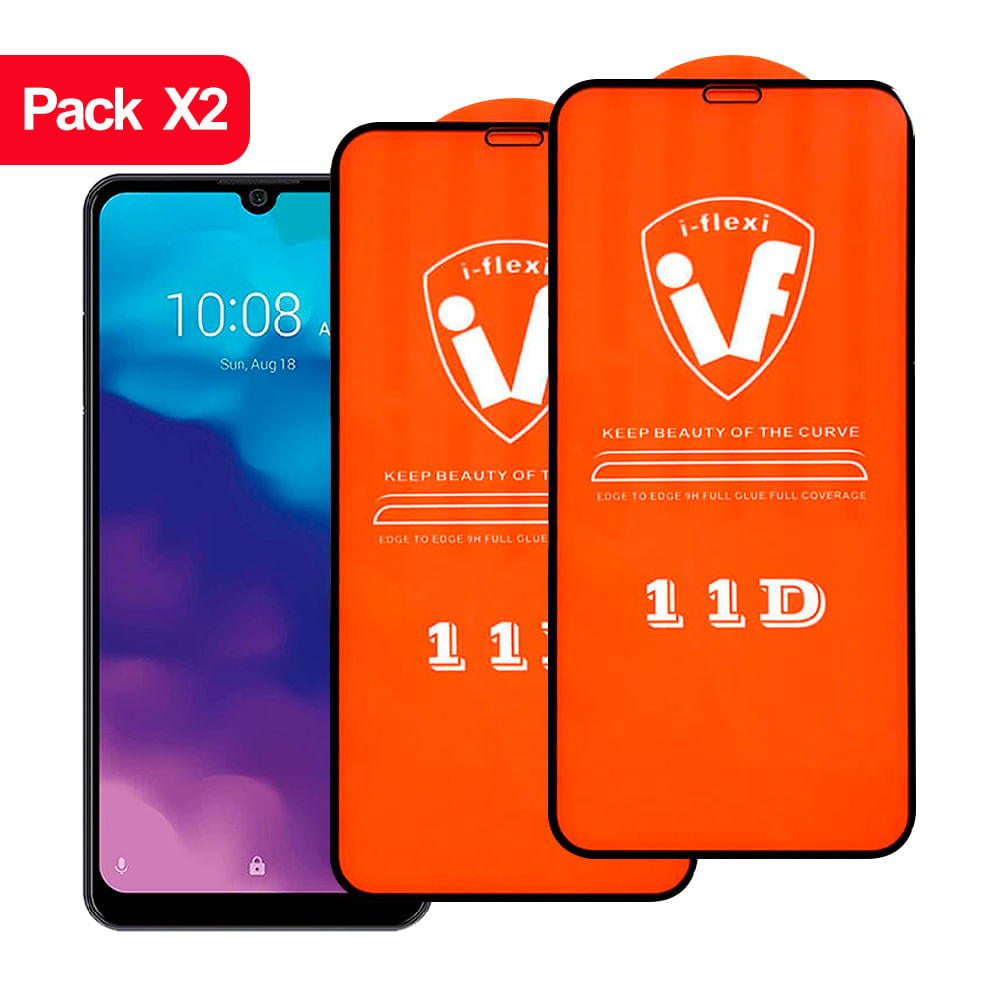 Combo Pack X2 Mica de Vidrio 11D para ZTE A7 2019 Antishock Cuida la Pantalla del Celular