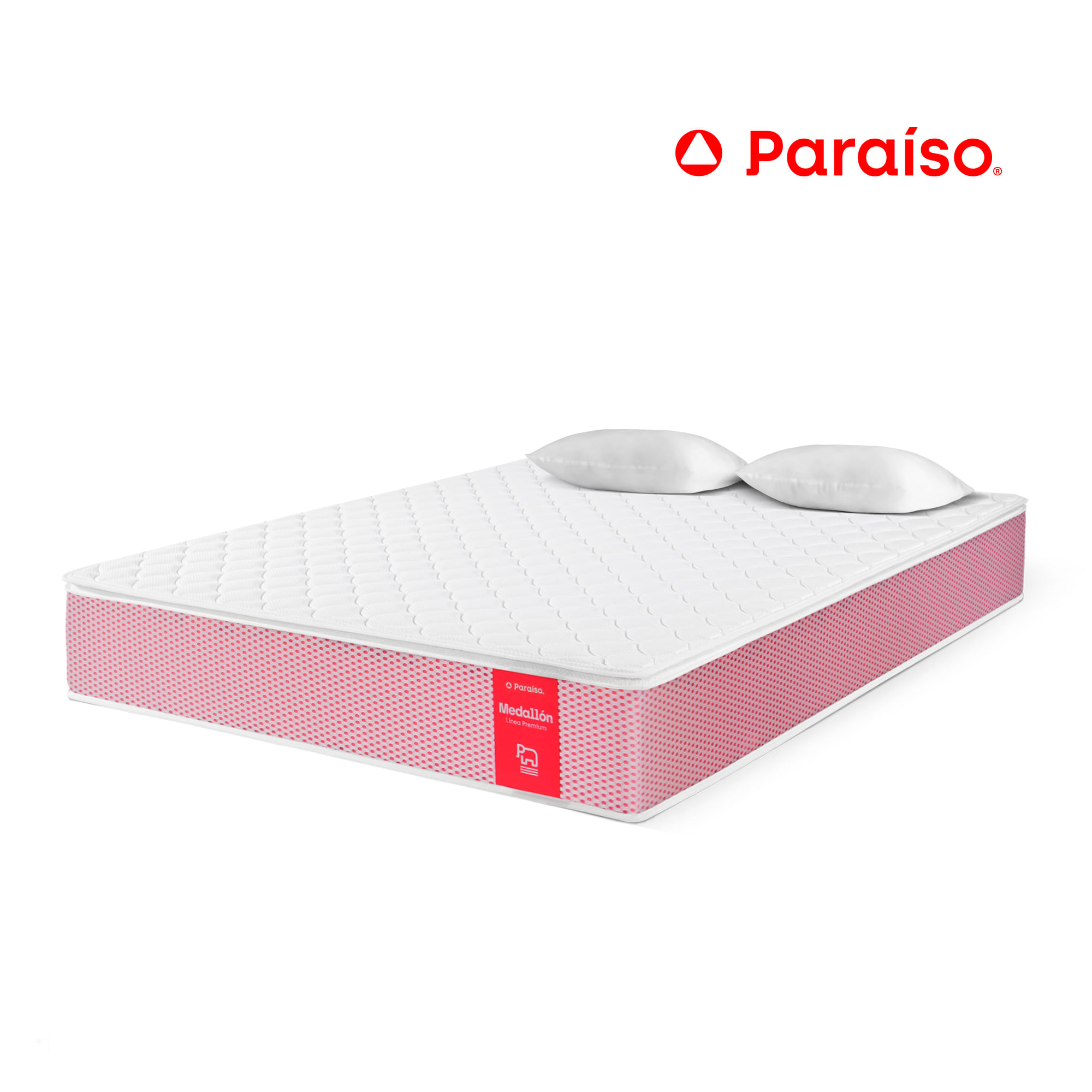 Colchón PARAISO Medallón Ergo 2 Plazas + 2 Almohadas + Protector