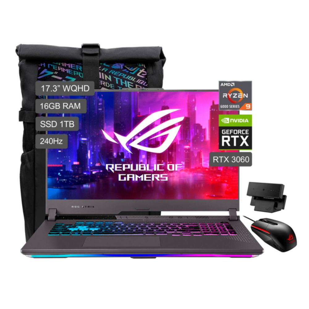 Laptop Gamer Asus ROG Strix G17 G713RM-LL046W AMD Ryzen 9 16GB RAM 1TB SSD 17.3" RTX 3060