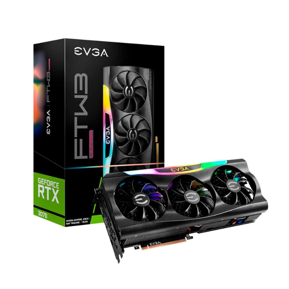 TARJETA DE VIDEO EVGA NVIDIA GEFORCE RTX 3070 FTW3 GAMING 8GB GDDR6 ARGB LED P/N:08G-P5-3767-KL