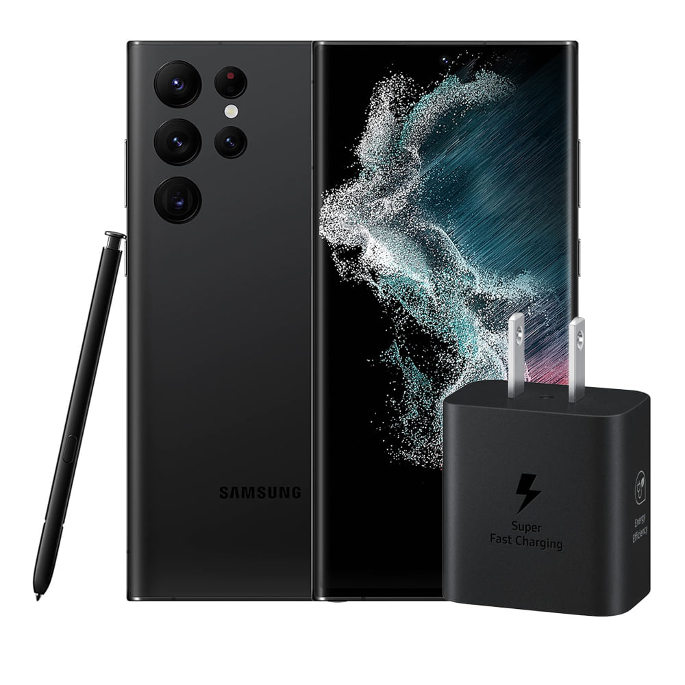 Celular Samsung Galaxy S22 Ultra 5G 256GB 12GB RAM Negro + Cargador USB-C 25W