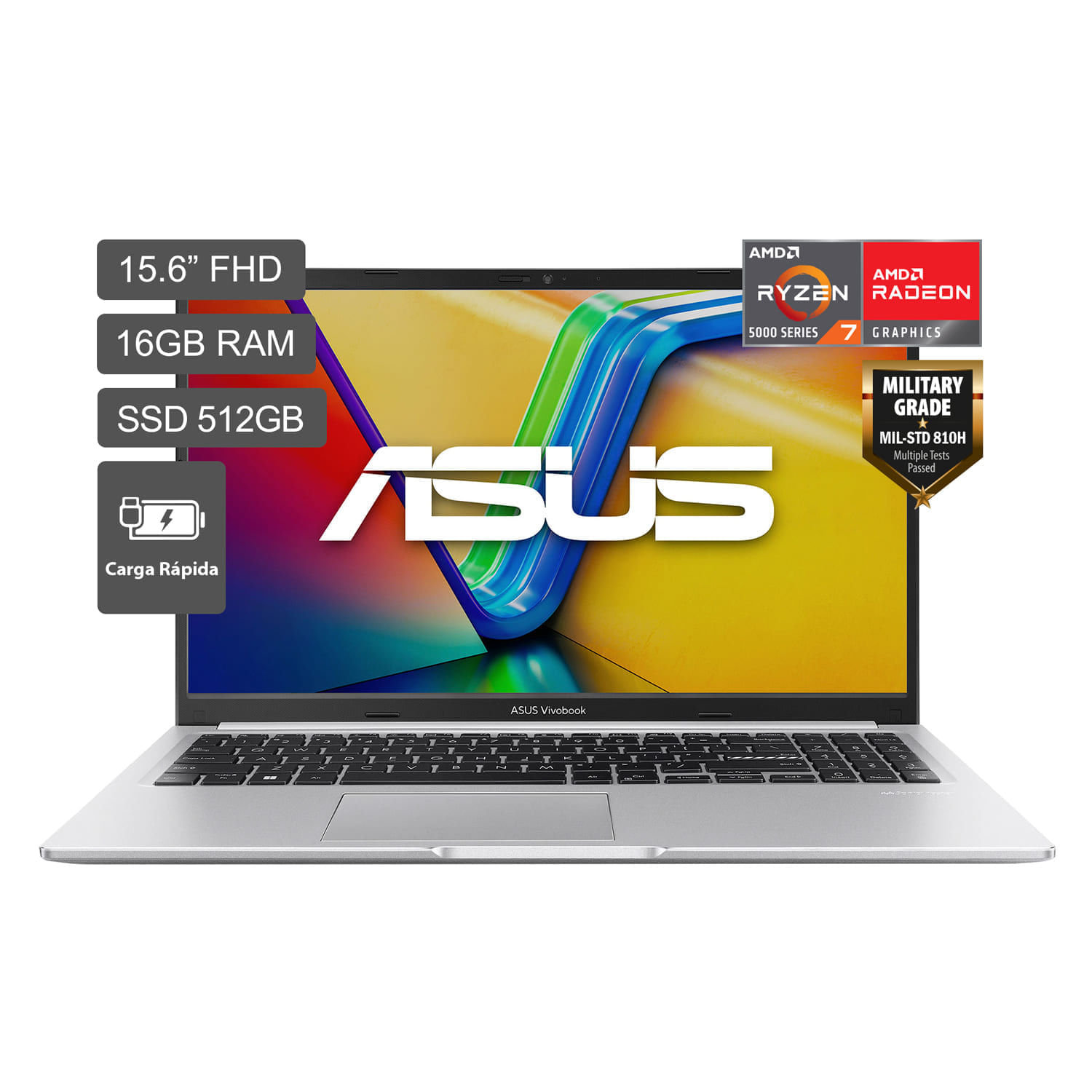 Laptop Asus Vivobook 15 AMD Ryzen™ 7 5825U 15.6" 16GB RAM 512 SSD 512 SSD Plata