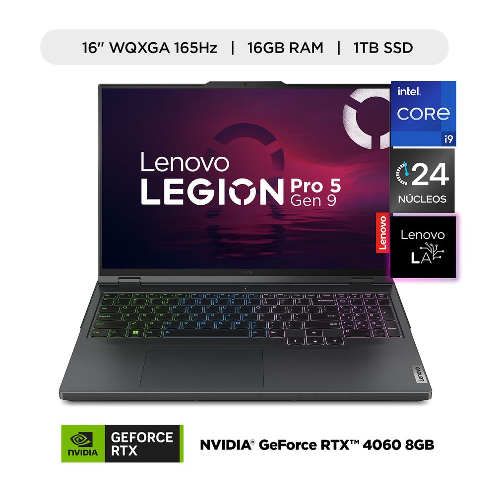 Laptop Lenovo Legion Pro 5i Intel Core i9 14900HX 16GB RAM 1TB SSD NVIDIA RTX 4060 8GB 16" WQXGA 165Hz
