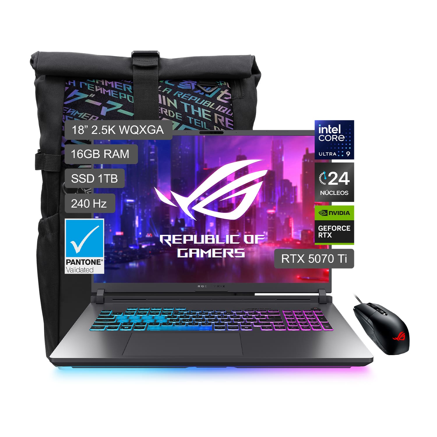 Laptop Gamer Asus ROG Strix G18 Intel® Core™ Ultra 9 275HX 18" 16GB RAM 1TB SSD 1TB SSD Gris